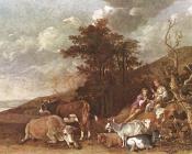 派勒斯 波特 : Landscape With Shepherdess And Shepherd Playing Flute